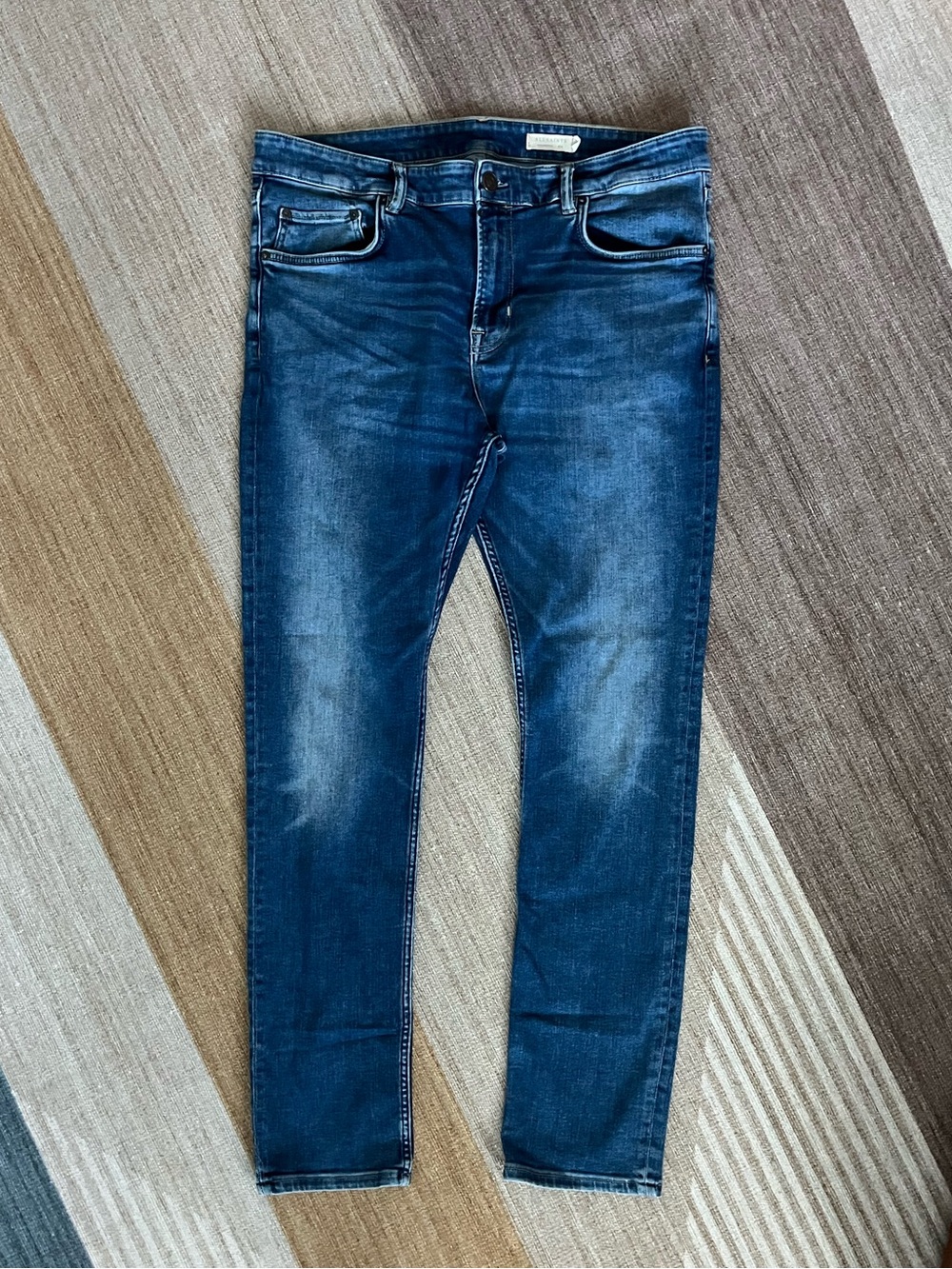 AllSaints Cigarette Slim Jeans Men’s Size 36 Medium Wash Stretch Denim Zip Fly